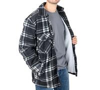 Hazy Blue Mens Fleece Lined Jacket - Lumberjack Shirt & Work Shirt Style - Casual Sherpa Classic Fleece Outerwear with Durable & Comfortable Design - Black - M