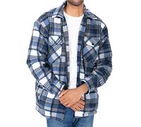 Hazy Blue Mens Fleece Lined Jacket - Lumberjack Shirt & Work Shirt Style - Casual Sherpa Classic Fleece Outerwear with Durable & Comfortable Design - Blue - 5XL