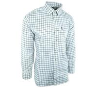 Hazy Blue | Mens Long Sleeve Country Shirt | Casual Check Outdoor Linen Winter Cotton Farming Shooting Fishing Hiking Walking Checked Farm Button Up Shirt (2XL, Aintree White/Blue)