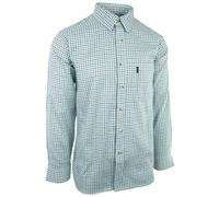 Hazy Blue | Mens Long Sleeve Country Shirt | Casual Check Outdoor Linen Winter Cotton Farming Shooting Fishing Hiking Walking Checked Farm Button Up Shirt (2XL, Tattersall Blue)