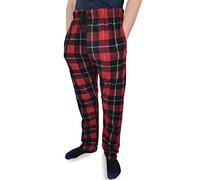 Hazy Blue Mens Premium Pyjamas With Pockets Ultra Soft Flannel Checked Bottoms Fleece Pyjamas Loungewear PJs Sleepwear (L, Red)