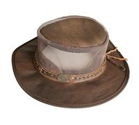 Hazy Blue Mens Womens Cairn Crushable Mesh Sides 100% Genuine Leather Foldable Lightweight Hiking Safari Trekking Hat (UK, Alpha, XXL, Radish Brown)