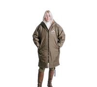 Hazy Blue Waterproof Unisex Changing Robe - Oversized Change Robe Coat with Sherpa Lining - Hooded Jacket for Adult (UK, Alpha, S, Regular, Regular, khaki)