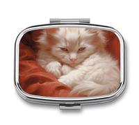 Hazy Cat Travel Pill Organizer - Daily Pill Box to Hold Vitamins, Portable Pill Case Cod Liver Oil Storage Box with 2 Compartment for Pocket Purse