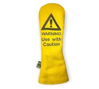 Hazzad Golf Handcrafted Genuine Leather Warning Use With Caution Driver Golf Headcover - Water Resistant, Oversized, Anti-Theft British Design Crafted from Top Grain Leather That Softens With Age