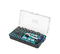 HB 90-Tooth 1/4" Drive Swivel Head Pivot Ratchet Handle, Security Bits, Made in Taiwan, with Portable case, 49-Piece 1/4" Drive Socket and Bits Set AKM025-G
