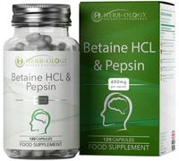 HB Betaine HCL with Pepsin Capsules | 120 High Strength Vegan Betaine Hydrochloride Capsules - 650mg-30mg-Pepsin per Serving | Non-GMO, Gluten & Allergen Free | Made in The UK