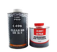 HB Body 496 Autoclear HS 2K Lacquer 1 Litre Kit with 500ml Hardener Car Body Clear Coat 2:1 Mixing Ratio Suitable For Panel Or Partial Refinishes