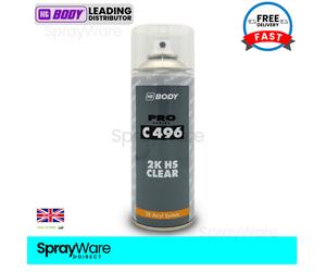 HB Body C 496 2K HS Clear Aerosol Coat Lacquer Acrylic Car Filler Primer 400ml