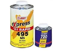 HB Body Express 2K Lacquer Kit 495 1L + 720 Hardener Activator 250ml For Smart/Spot/Panel Repairs Fast Drying Clearcoat