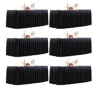 HB HBB MAGIC 6 Pack Black Tablecloths for 6 Foot Rectangle Tables, Elegant Pleated Table Skirt - Wrinkle Free Stretch Fitted Table Cover for Weddings, Banquets, Birthday Parties & Events