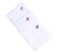HB Initial Monogrammed Handkerchief for Men, 3 Piece Hand guided Embroidered Pure Cotton King size White Hanky Gift set (H)