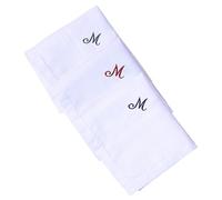 HB Initial Monogrammed Handkerchief for Men, 3 Piece Hand guided Embroidered Pure Cotton King size White Hanky Gift set (M)