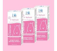 HB V-Refresh intimate Wash Natural Intimate Wash for Women with Rose Flavour, Suitable For All Skin Types (Pack of 3) 100 ml Each