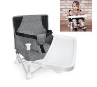 HB.YE Baby Portable Travel Booster Seat Folding Dining Chair High Multifunctional Child Little Seat Dining Aluminum Alloy Travel Compact high Chair with Tray Grey