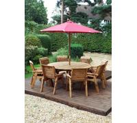 HB11B - Eight Seater Circular Outdoor Dining Table Set Burgundy Accessories