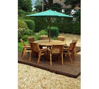 HB11G - Eight Seater Circular Outdoor Dining Table Set Green Accessories