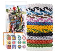 Hbaid Mosquito Repellent Bracelet 12 Pack Adjustable Leather Band & 60 Insect Repellent Stickers Combo, DEET-Free Insect Repellent Bracelets for Adults & Kids Black Matte