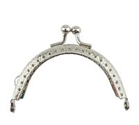 HBALDTEDC Metal Purse Frame, 8.5cm Metal Frame Purse Handle Bag Handbag Clasp Lock Bags Hardware Semi-Circular Embossed Box Hinged Kiss Clasp for Handlebag Kiss Clasp Lockv(Silver-1pcs)
