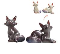 Hbbgdiy 1 Pair Tea Pet Color Changing Fox Figurine Pair Interactive Desk Decoration Cute Tea Table Ornament Feng Shui Pets for Kung Fu, Teahouse, Office, Home