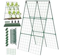 Hbbgdiy 1 Set 48x48 Cucumber Trellis for Raised Bed, Foldable Metal A-Frame Trellis, Detachable Garden for Climbing Plants, Tomatoes & Vegetables