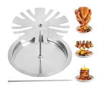 Hbbgdiy 1 Set Stainless Steel Chicken Leg Rack, 15 Slots Drumstick Holder with Drip Tray, Roasting Rack for BBQ Grill & Oven Cooking