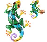 Hbbgdiy 17x11 Inch Realistic Metal Gecko Lizard Wall Art, Decorative Hanging Outdoor Wall Decor for Garden, Yard, Patio, Balcony, Park & Home, Green