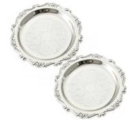 Hbbgdiy 2 Pack Silver Tray 7.9 Inch Decorative Metal Serving Tray Vintage Silver Platter for Coffee Table Snacks Fruit Dessert Home Decor Display Centerpiece