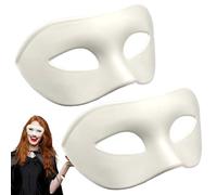 Hbbgdiy 2 Pcs Masquerade Mask Half Face DIY Blank Mask with Ribbons for Men, Women Lightweight Comfortable Halloween for Ball Proms Cosplay (White).
