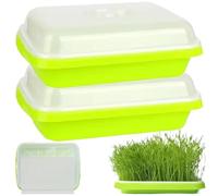 Hbbgdiy 2PCS 13×10in Plastic Microgreens Growing Kit with Lids, Seed Sprouting Trays for Mung Beans, Wheatgrass & Hydroponic Indoor Garden