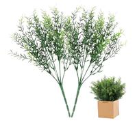 Hbbgdiy 2PCS 14" Artificial Rosemary Stems, Realistic Faux Rosemary Plant with 7 Branches, Low Maintenance Greenery for Home, Kitchen, Office, Garden Decor