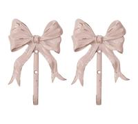Hbbgdiy 2Pcs Bow Hooks for Wall, 5.3" Shabby Chic Decorative Wall Hooks, Iron Bow Coat Holder for Key, Towel, Bags, Cup, Hat and More.