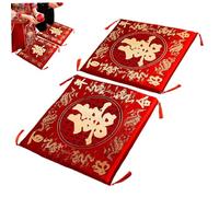 Hbbgdiy 2Pcs Chair Pad Soft Thickened Cushions, Zipper Removable Chair Cushions for Kneeling or Sitting, Wedding Pillows with Chinese Style Decor for Home Party Ceremony