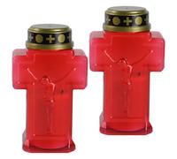 Hbbgdiy 2PCS Flickering Flameless Cross Candles, Battery-Powered Removable LED Grave Decorations for Cemetery, Church Memorial & Remembrance Lighting