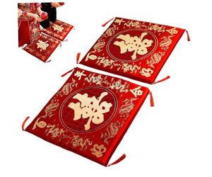 Hbbgdiy 2Pcs Soft Chair Pad, Removable Zipper Cover Thickened Wedding Kneeling Cushions Chinese Style Floor Pillows for Home Party Festive Ceremony Decorations