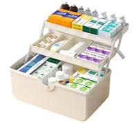 Hbbgdiy 3 Tier Portable Folding Medicine Box with Clear Cover Security Lock and Handle Medicine Storage Organizer for Home Living Room First Aid Supplies