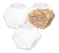 Hbbgdiy 3PCS 2150ml Hexagon Sweet Jars with Lids, Clear Plastic Candy Containers for Snacks, Dry Food, Cookies, Treats, Candy Display Storage Jar