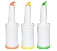 Hbbgdiy 3PCS Bar Juice Pour Bottles, 1L Large-Capacity Liquor Dispenser, Lightweight Plastic Salad Bar & Cocktail Mixer for Bartending