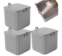 Hbbgdiy 3Pcs Large 100L Capacity Clothes Storage Bags with Zipper & Handles, Dustproof Multipurpose Blanket Organizer for Duvet, Quilts, Bedding, Moving and Home Storage, 20x16x20