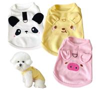 Hbbgdiy 3Pcs Small Dog Shirts with D-Ring Cute Cartoon Pet Clothes with Pig Bear Panda Pattern Sleeveless Dog Tank Tops for Puppy Cat L 7-10lb
