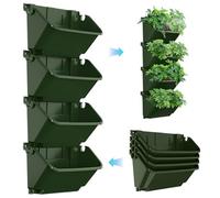 Hbbgdiy 4PCS 350ml Stackable Self-Watering Vertical Garden Planters, Plastic Wall Mounted Herb & Strawberry Planter Pots for Indoor Balcony Terrace Decor