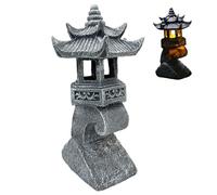 Hbbgdiy 4x6x13 Inch Waterproof Resin Solar Japanese Pagoda Lantern Statue, Decorative Stone Solar Light for Garden, Yard, Lawn, Patio & Balcony