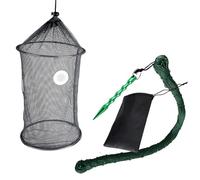 Hbbgdiy Bait Net, 12x8 Inch Adjustable Live Bait Bucket with Storage Bag & Ground Plug & Rope Fish Holde for Caught Fish, Traps for Fishing, Fishing Net, Basket, Foldable