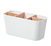Hbbgdiy Bamboo Toothbrush Holder, 5 Compartments Removable Stand Bathroom Organiser Tooth Brush Caddy for Home, Sink Counter, Family Storage and Accessories, White
