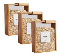 Hbbgdiy Cereal Storage Containers 3PCS 3L Wooden Lid Airtight Food Dispensers for Cereal Rice Flour Snacks and Pet Food Pantry Kitchen Organization