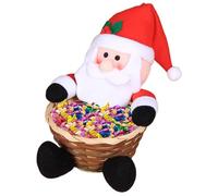 Hbbgdiy Christmas Candy Dish Woven Santa Claus Candy Basket Decorative Snack Serving Bowl for Holiday Table Desk Decorations and Winter Party Treats