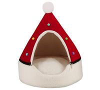 Hbbgdiy Christmas Cat Bed Detachable Self-Warming Christmas Tree Cat House Indoor Pet Cave Teepee for Kitten Puppy Small Dog Warm Cozy Bed for Winter Holiday Decor Red