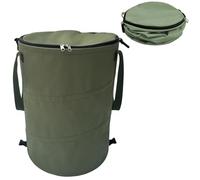 Hbbgdiy Collapsible Camping Trash Can 18x22 Inch 600D Portable Outdoor Garbage Bin with Zippered Lid, 6 Bag Clips and Handles for RV, Camping, Picnic, BBQ, Green