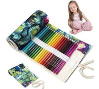 Hbbgdiy Colored Pencil Case, 72 Slots Pencil Roll up Case, Canvas Colored Pencil Organizer, Space Saving Colored Pencil Holder for School Student Artist