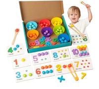 Hbbgdiy Counting Toys for Toddlers 1-3, Digital Learning Montessori Toys with Beads, Chopsticks & Spoons, Educational Math Game for Kids